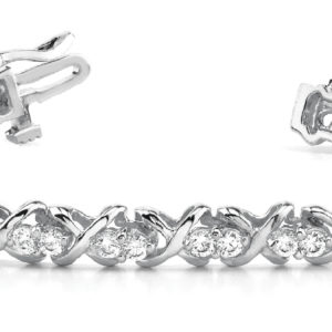 14Kw Interlocking X & O Style Diamond Bracelet 4.00 CT TW