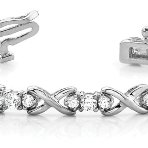 14Kw Interlocking X & O Style Diamond Bracelet 2.50 CT TW