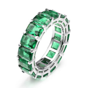 Sterling Silver Daniella Green Eternity Band