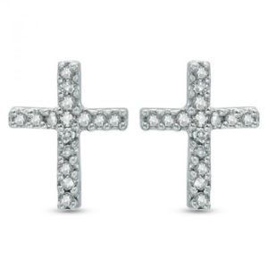 14k Diamond Cross Earring