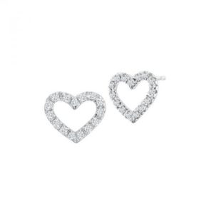 14k Diamond Open Heart Earring