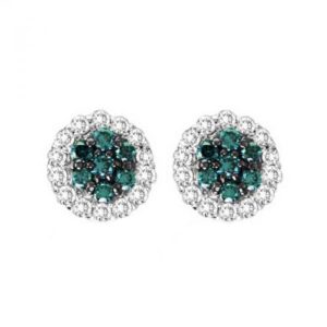 Blue And White Diamond Cluster Earrings