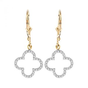 14K Diamond Clover Dangle Earrings