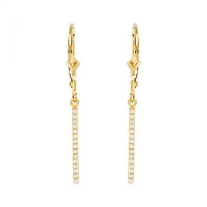 14K Diamond Dangle Bar Earrings