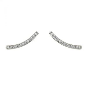 14K Diamond Curved Bar Stud Earrings