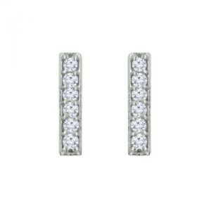 14K Diamond Bar Stud Earrings