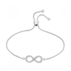 14k 0.15ctw Diamond Infinity Bolo Bracelet