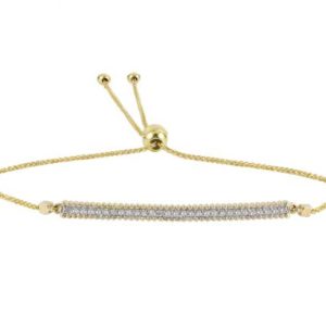 14k .25cttw Diamond Bar Bolo Bracelet