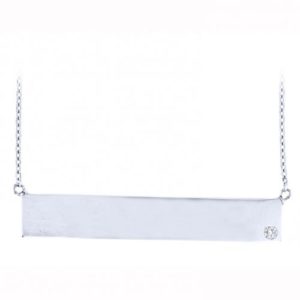 Sterling Silver Diamond Bar Necklace