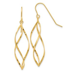 14K Swirl Dangle Earrings