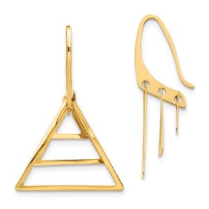 14K Triple Triangle Dangle Earrings
