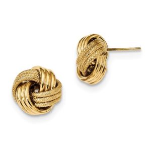 14k Polished Textured Triple Love Knot Post Earrings