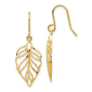 14K Leaf Dangle Earrings