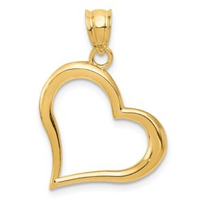 14K Polished Crooked Heart Pendant