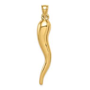 14k Hollow Italian Horn Pendant