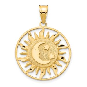14k Polished Sun With Moon And Star Charm