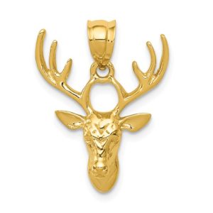 14k Polished Deer Head Pendant