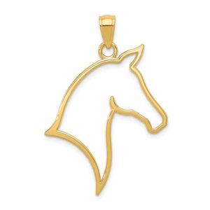 14k Polished Cut Out Horse Head Pendant