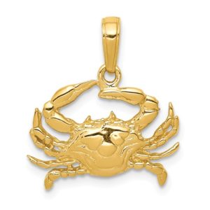 14k Blue Crab Pendant