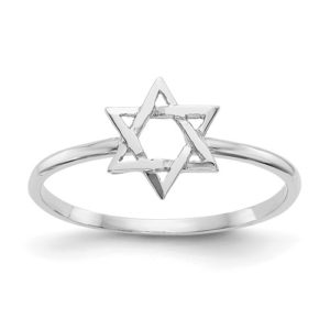 14k White Gold Polished Star Of David Ring