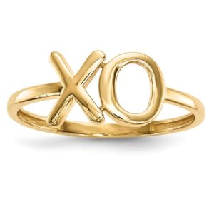 14k Gold Polished X-O Ring