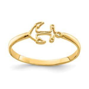 14K Polished Anchor Ring