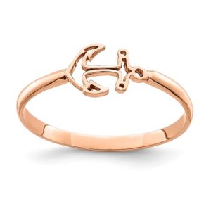 14K Rose Polished Anchor Ring