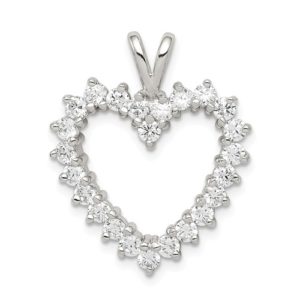 Sterling Silver CZ Heart Pendant