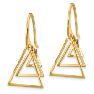 14K Triple Triangle Dangle Earrings