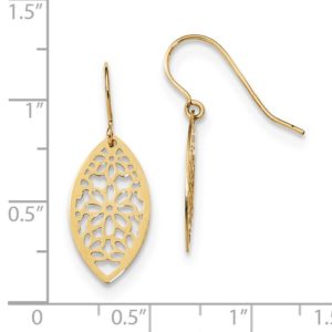 14k Polished Flower Dangle Earrings