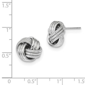 14k White Gold Polished Textured Love Knot Post Earrings