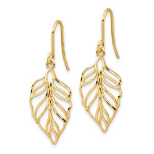 14K Leaf Dangle Earrings