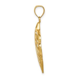 14K Leaf D/C Dangle Pendant