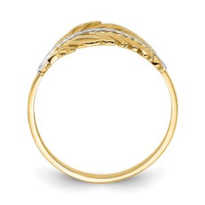 14K With White Rhodium Feather Ring