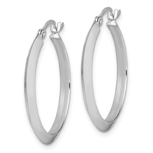 14K Polished White Gold Hoop Earrings