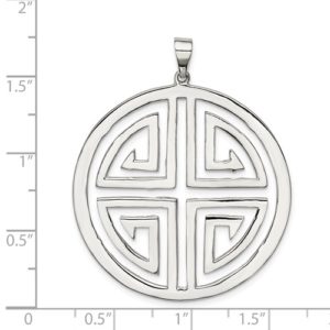 Sterling Silver Polished Circle With Design Pendant